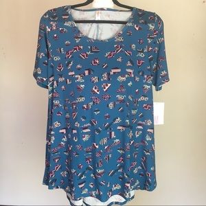 Lularoe Perfect T - NWT - M - Teal Pink Geometric